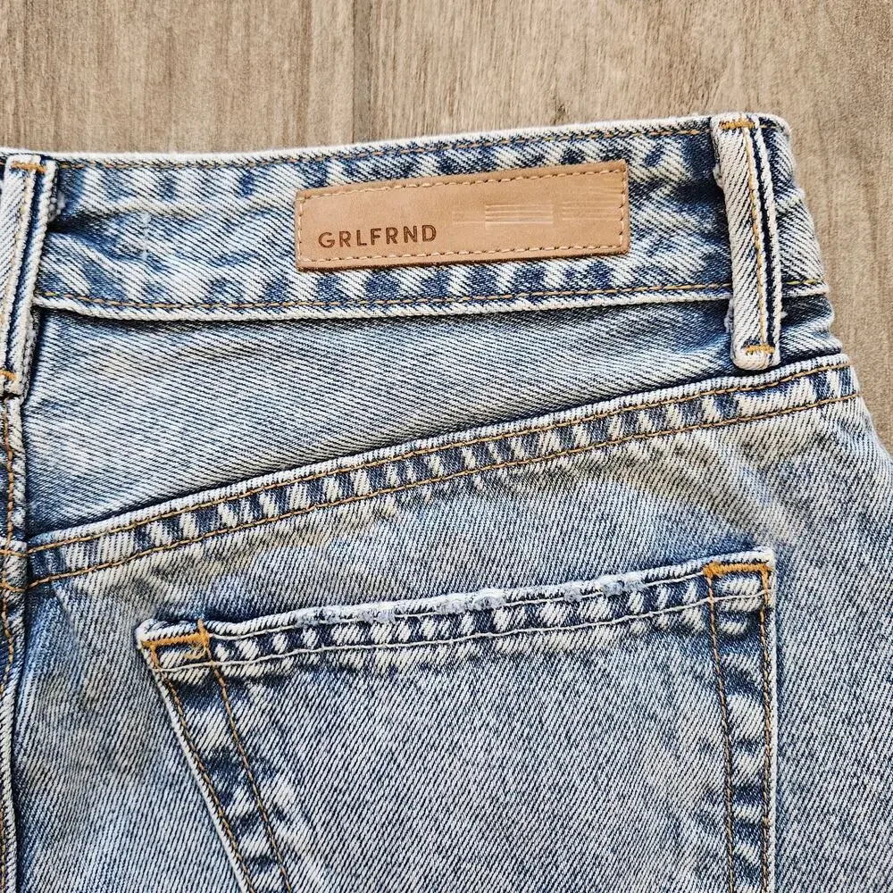 GRLFRND Helena High-Rise Distressed‎ Cut-Off Denim Shorts Women’s 25 Light Wash